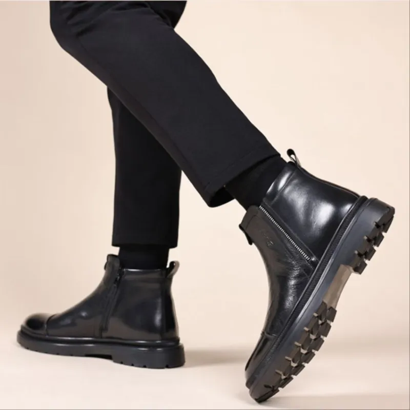 GZZ Ankle Boots Men Black/Brown-8