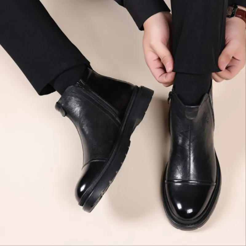 GZZ Ankle Boots Men Black/Brown-7