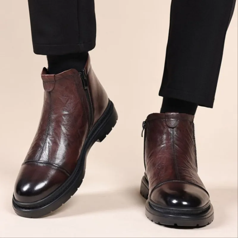 GZZ Ankle Boots Men Black/Brown-17