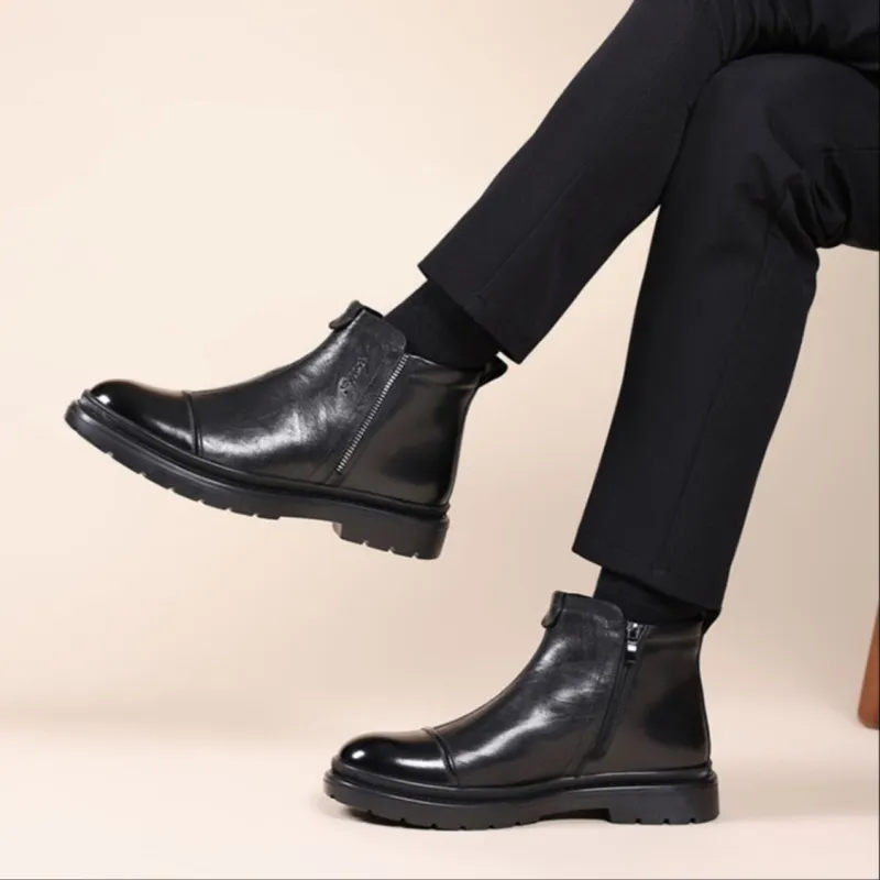 GZZ Ankle Boots Men Black/Brown-5