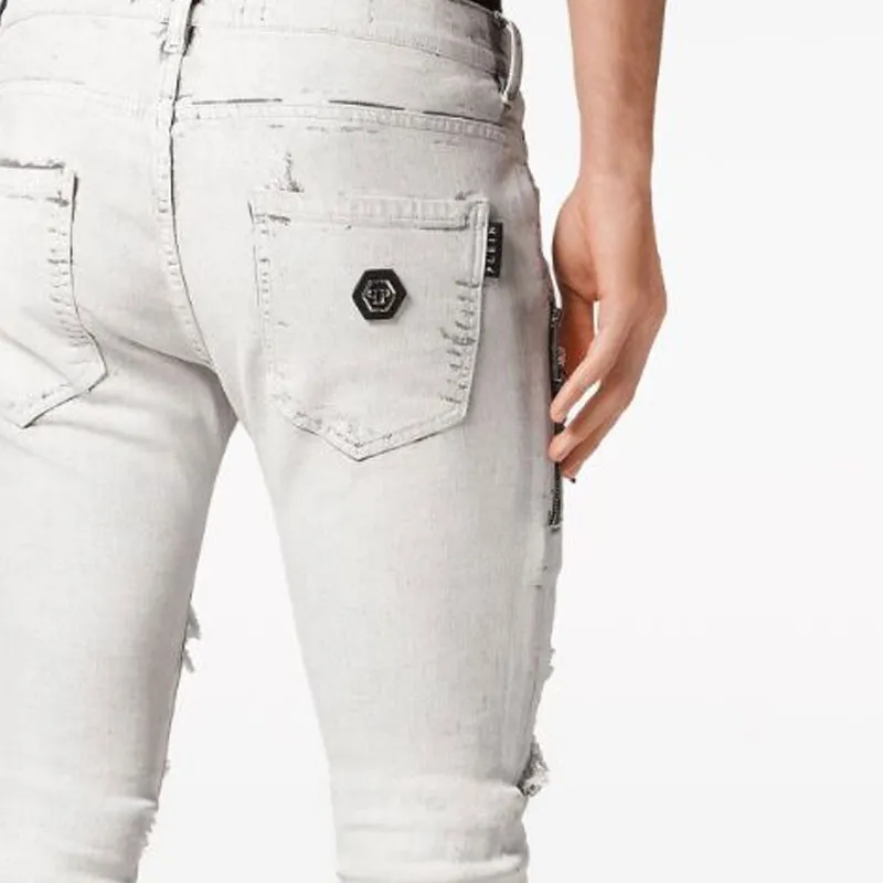 PHILIPP PLEIN Ripped Stonewashed Skinny Jeans-4