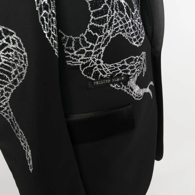 PHILIPP PLEIN Crystal embellished Single breasted Blazer-4