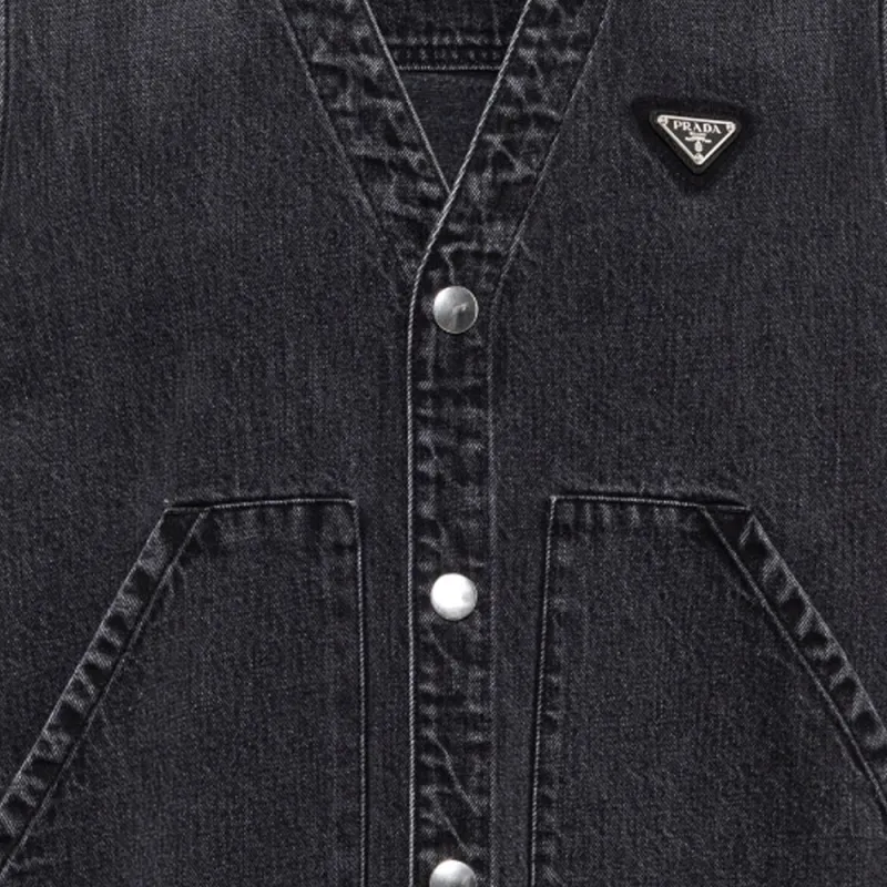 PRADA Triangle-logo Denim Vest-4