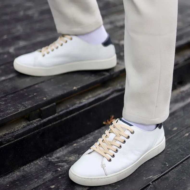 TIMOTHY&CO. White Sneakers Slip Resistant Low Top Casual Shoes 2cm Men's White-5