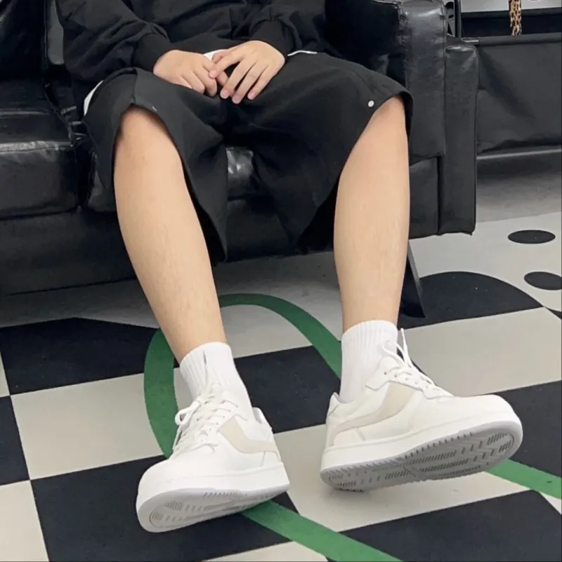JACLAR White Sneakers Low Top Skateboard Shoes Unisex White Gray-5