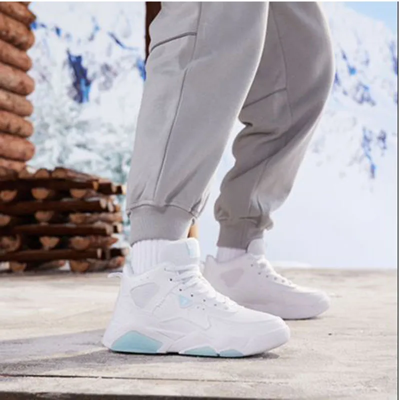 361° Winter Syndrome Warm Anti-Slip And Wear-Resistant High-Top Padded Skateboard Shoes Women's White Blue-6
