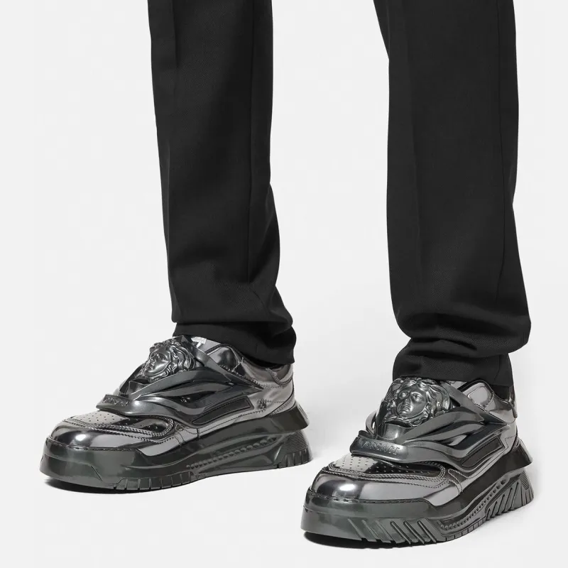 VERSACE Odissea Caged Rubber Medusa Sneaker Metallic Grey-4