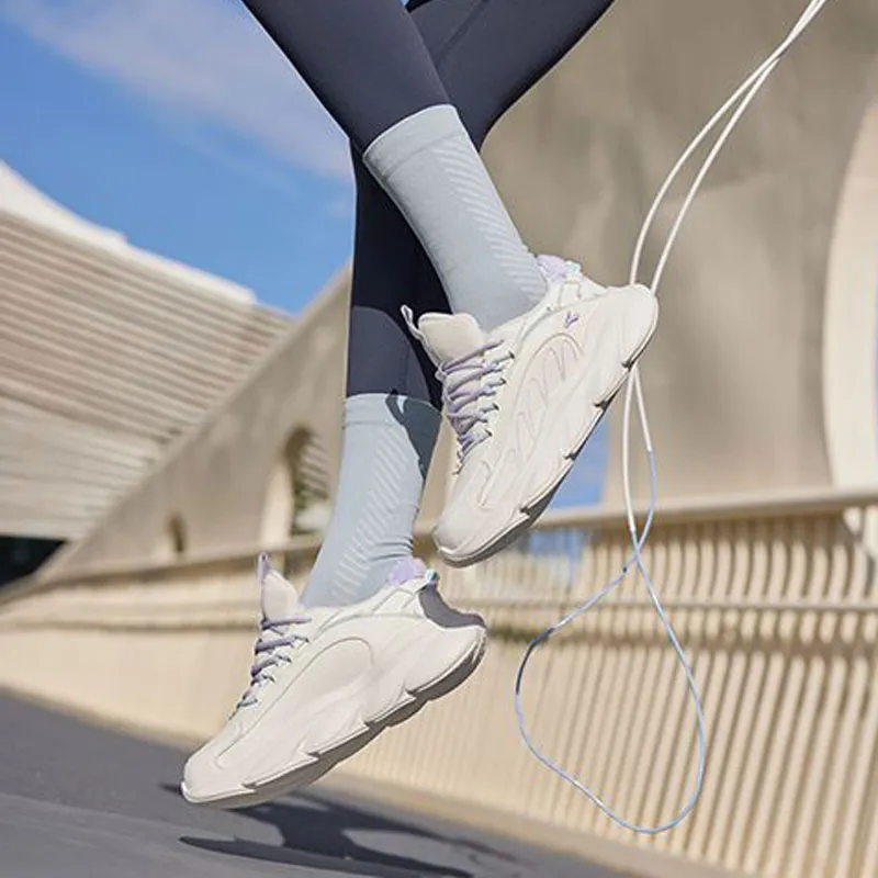 361° Anti Slip Wear Resistant Low Top Running Shoes Women's White Purple-5