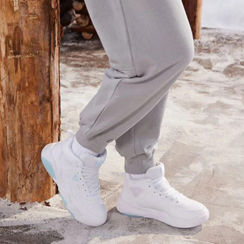 361° Winter Syndrome Warm Anti-Slip And Wear-Resistant High-Top Padded Skateboard Shoes Women's White Blue-5