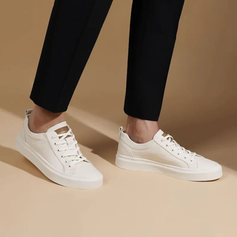 TIMOTHY&CO. Slip Resistant Low Top Casual Shoes Men's White-6