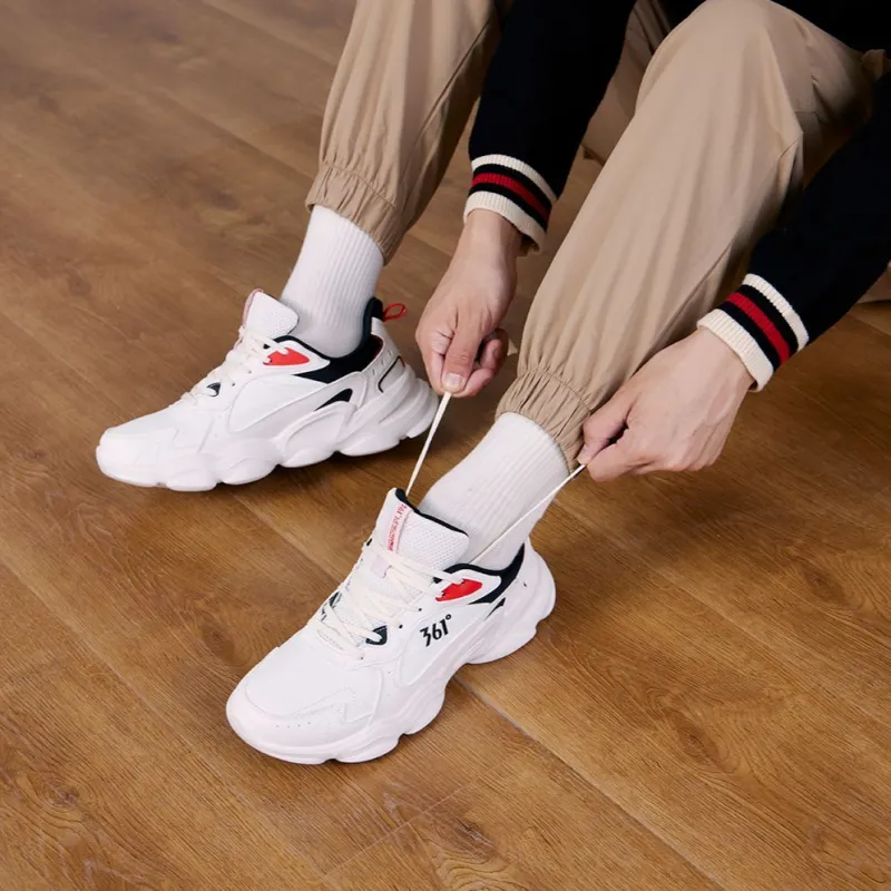 361° Cloud Anti Slip Wear Resistant Low Top Casual Shoes Men's White Black-10