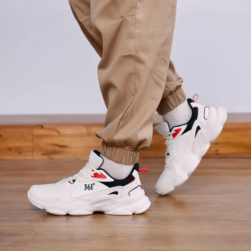 361° Cloud Anti Slip Wear Resistant Low Top Casual Shoes Men's White Black-5