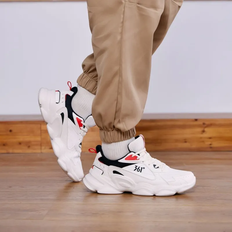 361° Cloud Anti Slip Wear Resistant Low Top Casual Shoes Men's White Black-8
