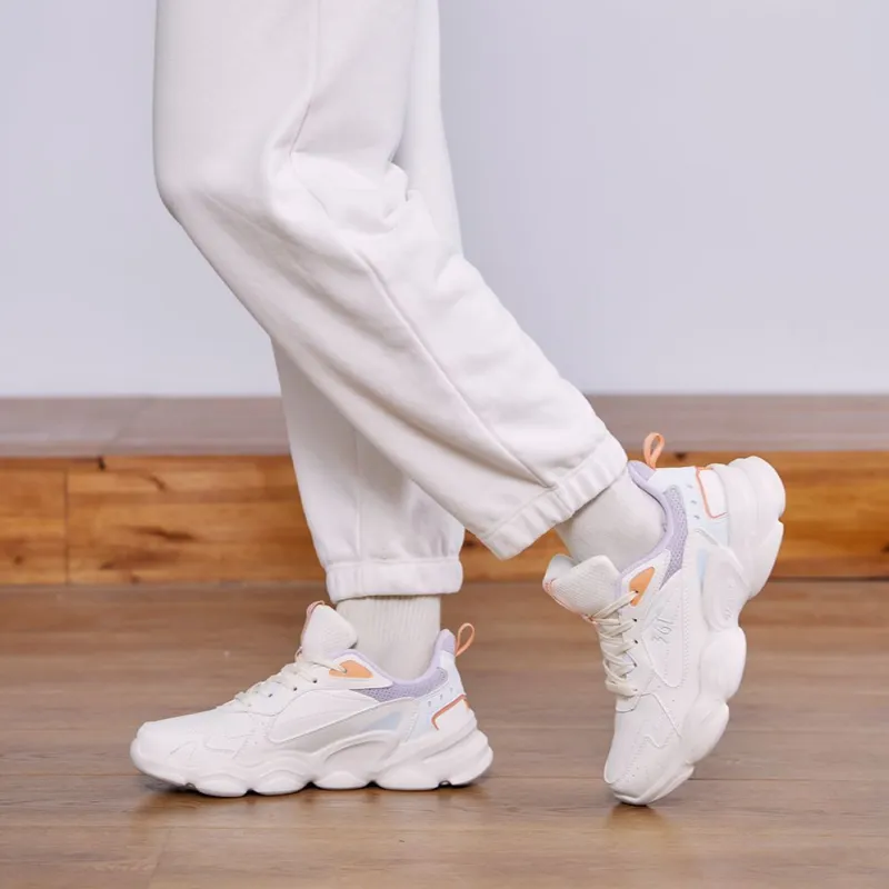 361° Cloud Anti-Slip And Wear-Resistant Warm Low-Top Casual Shoes Women's White Purple-6