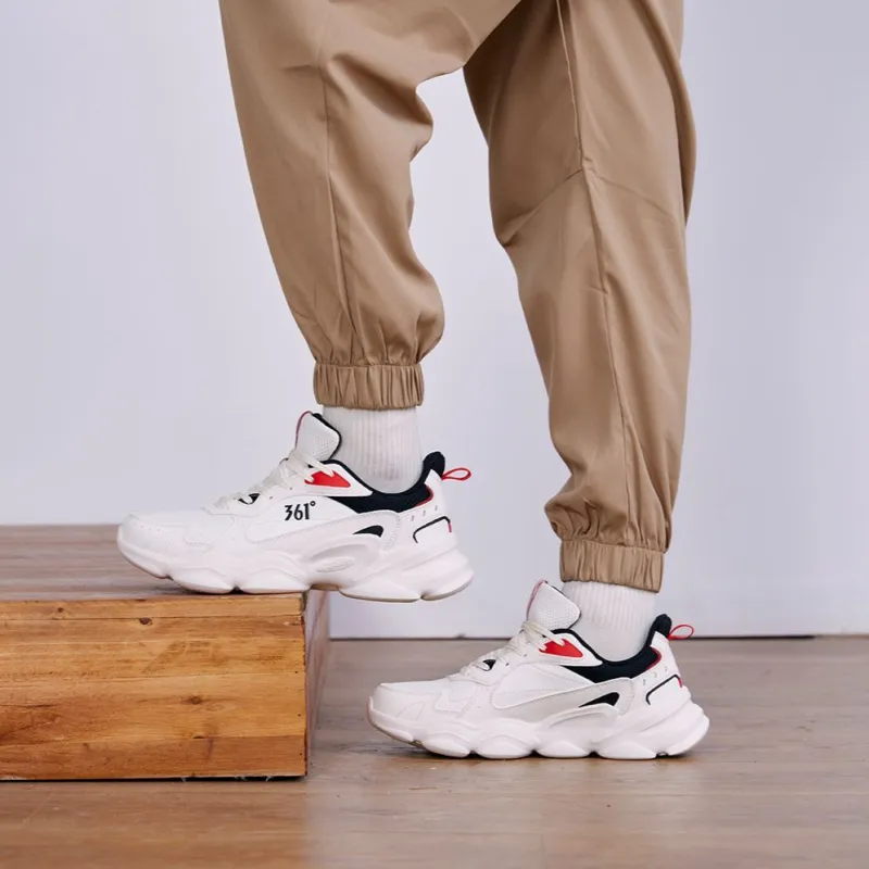 361° Cloud Anti Slip Wear Resistant Low Top Casual Shoes Men's White Black-9