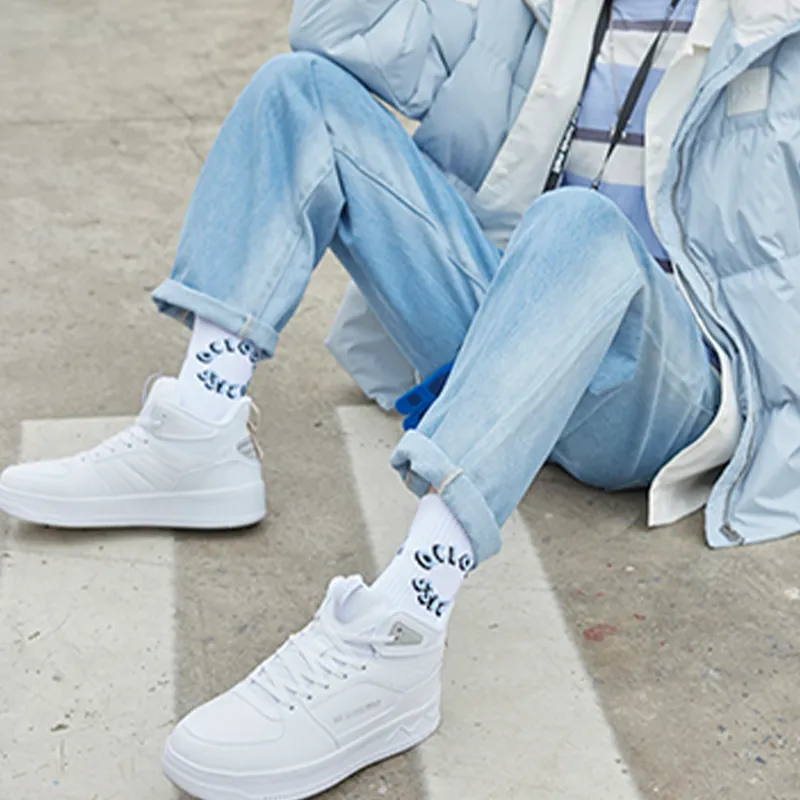 361° Anti Slip Wear Resistant High Top Skateboard Shoes Men's White Gray-10