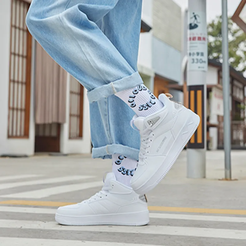 361° Anti Slip Wear Resistant High Top Skateboard Shoes Men's White Gray-7