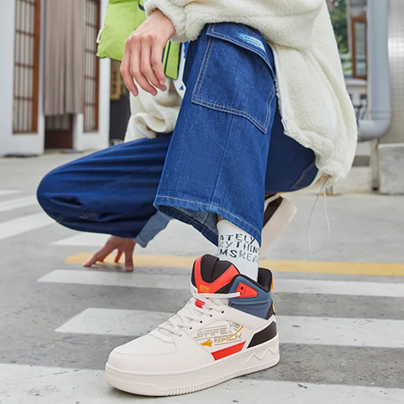 361° Anti Slip Wear Resistant High Top Winter Padded Skateboard Shoes Men's White Blue-9