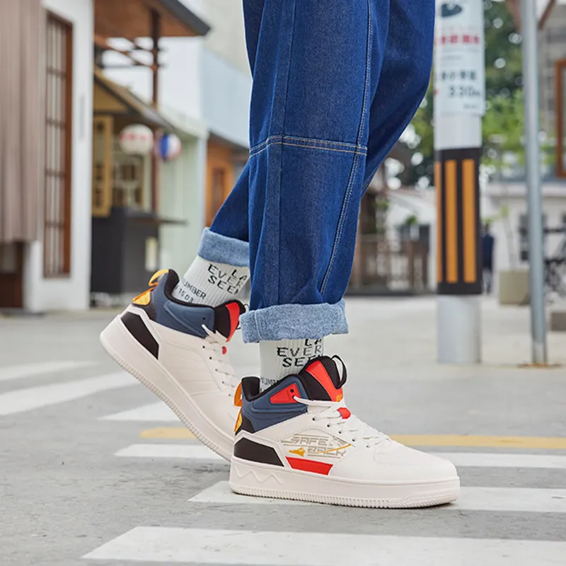 361° Anti Slip Wear Resistant High Top Winter Padded Skateboard Shoes Men's White Blue-7