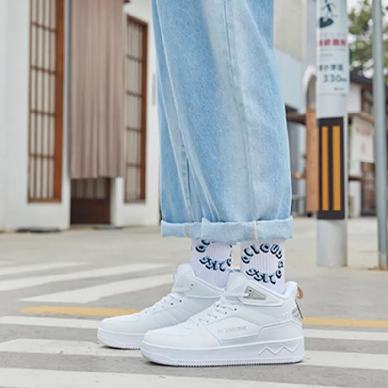 361° Anti Slip Wear Resistant High Top Skateboard Shoes Men's White Gray-6