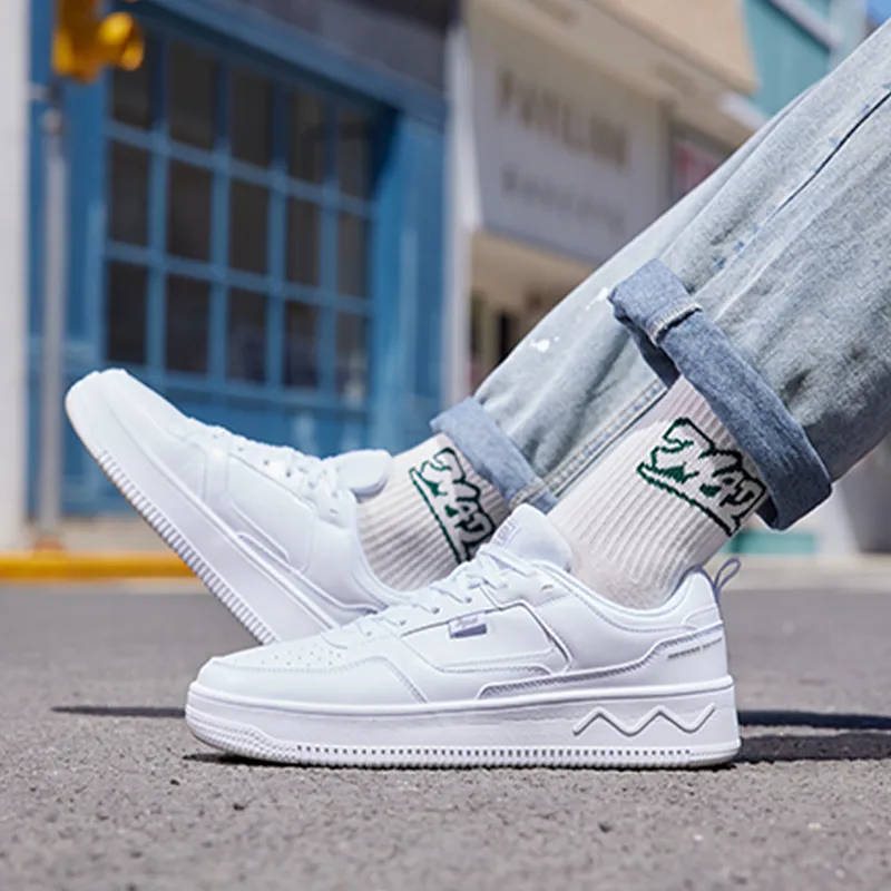 361° Air Force One Anti Slip Wear Resistant Low Top Skateboard Shoes White Gray-12