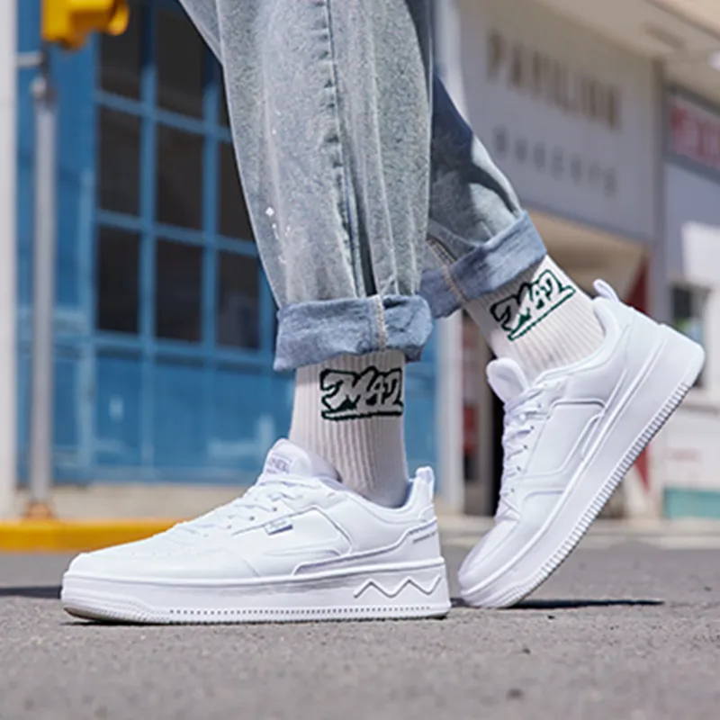 361° Air Force One Anti Slip Wear Resistant Low Top Skateboard Shoes White Gray-5
