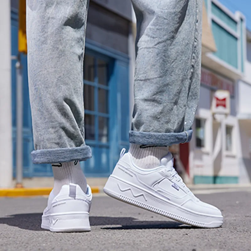 361° Air Force One Anti Slip Wear Resistant Low Top Skateboard Shoes White Gray-10