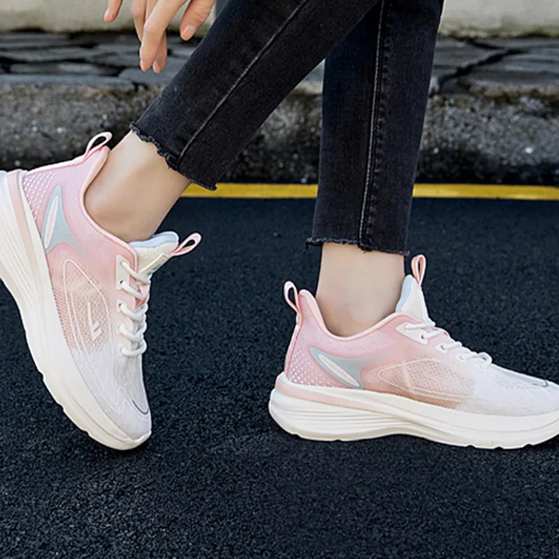 Warrior Breathable Low Top Running Shoes Women's White Pink Moon-5