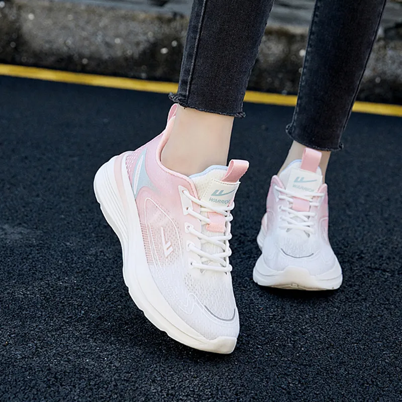 Warrior Breathable Low Top Running Shoes Women's White Pink Moon-6