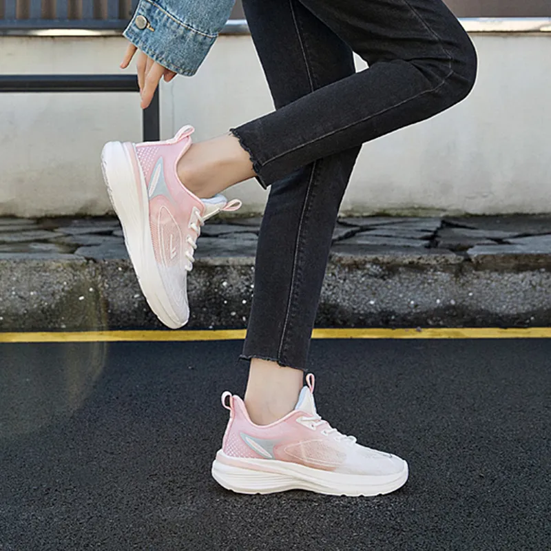 Warrior Breathable Low Top Running Shoes Women's White Pink Moon-7