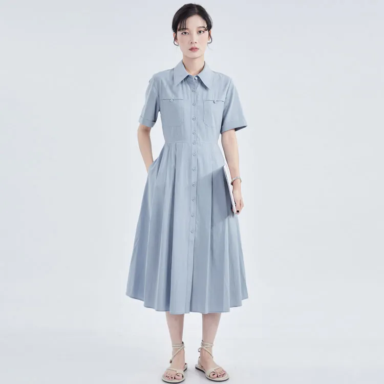Gui'er Short-Sleeved Dresses Women's Blue-2