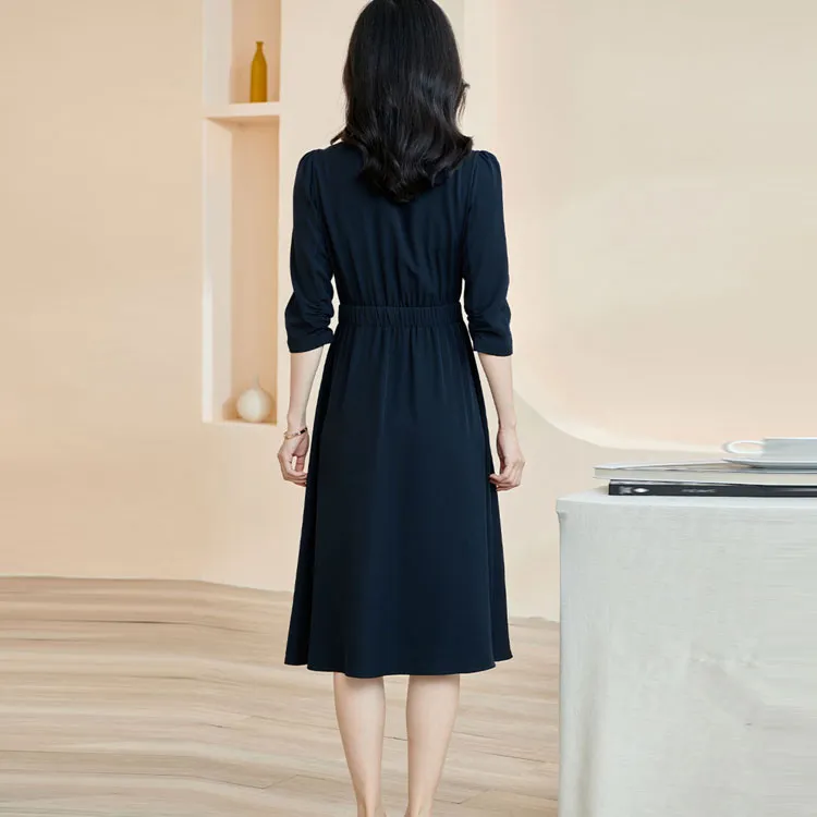 MISSSHINE Long Sleeved Dresses Women's Navy Blue-2