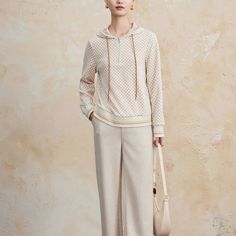 FINITY Sweatshirts Women's Beige With Jacquard-2