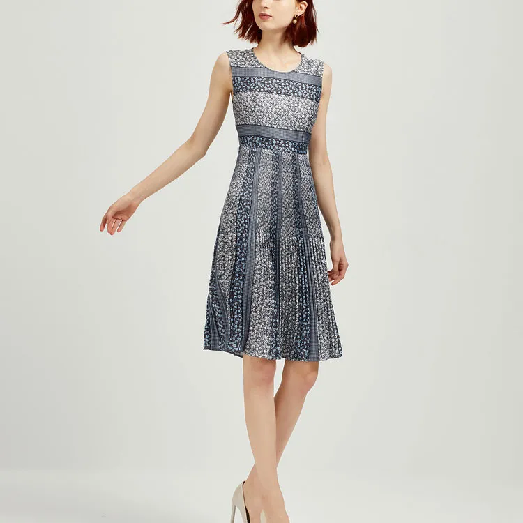 FINITY Sleeveless Dresses Women's Blue Print-2