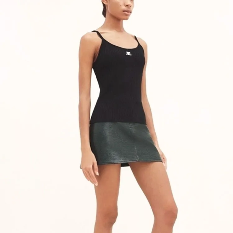 COURREGES Rib Knit Tank Top 'Black'-3