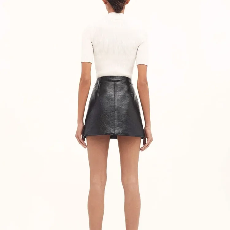 Courrèges Vinyl Mini Skirt 'Black'-1