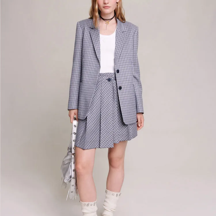 Maje Plaid check Single breasted Blazer-1