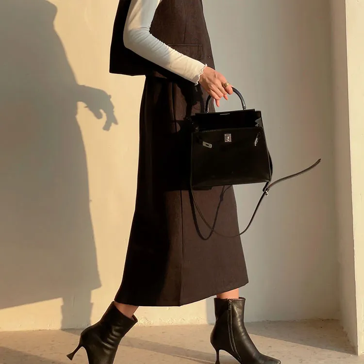 Birthday Casual Long Skirts Women's Black-1