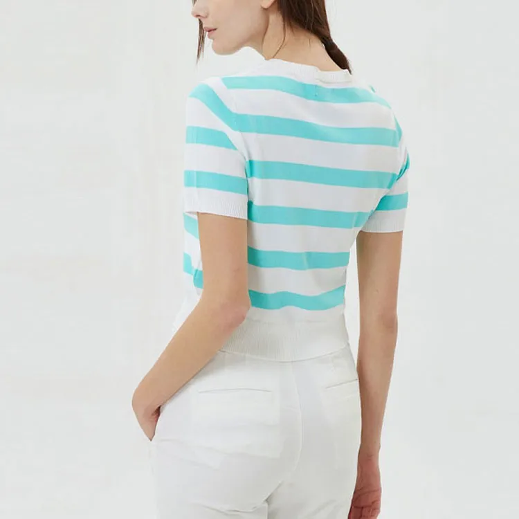 GAP Regular T Shirt Women's Green Stripes-2