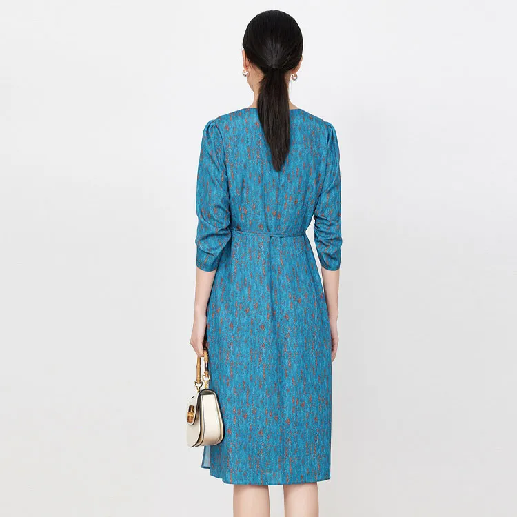 JZ Juzui Long Sleeved Dress Women's Flower Lake Blue-2
