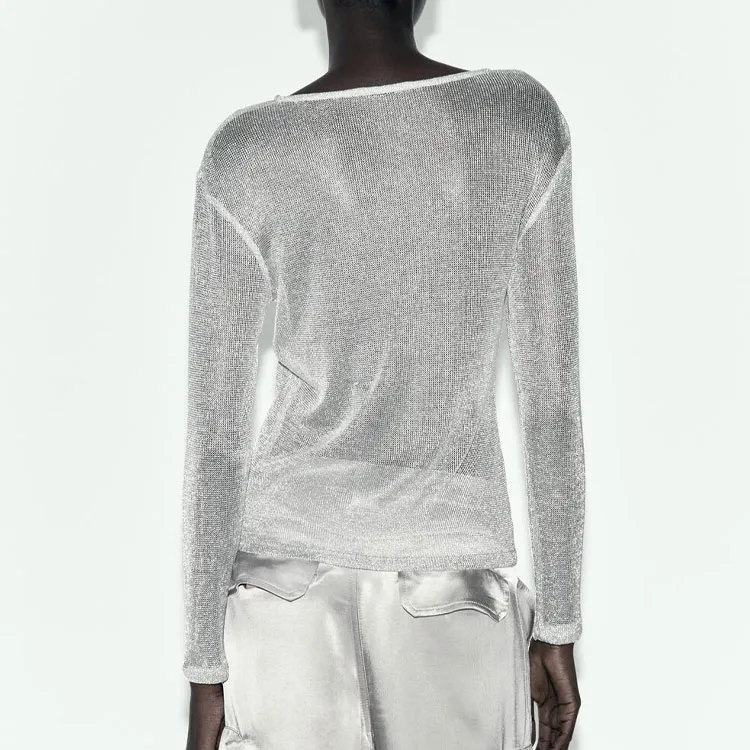 ZARA T-Shirts Women's Silver-3