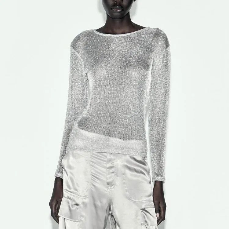 ZARA T-Shirts Women's Silver-2