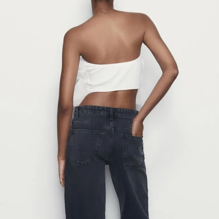 ZARA Strapless Top Women's White-3