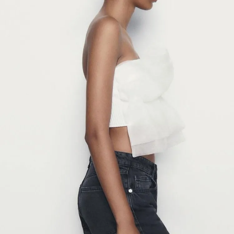 ZARA Strapless Top Women's White-4