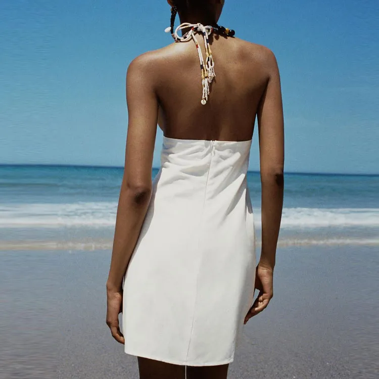 ZARA Slip Dresses Women's White-3