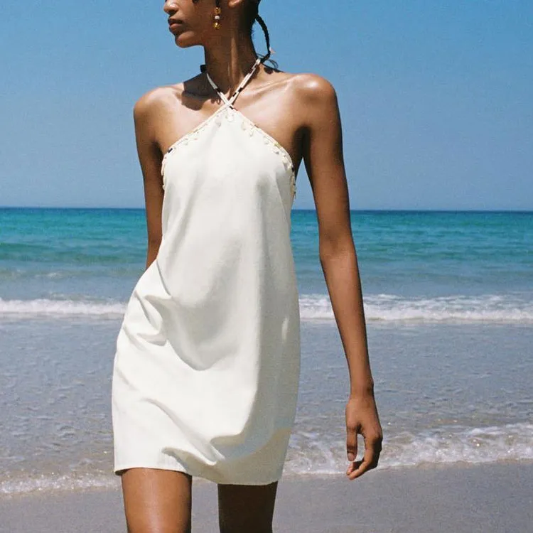 ZARA Slip Dresses Women's White-2