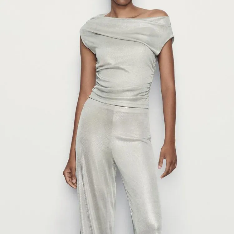 ZARA T-Shirts Women's Silver-2