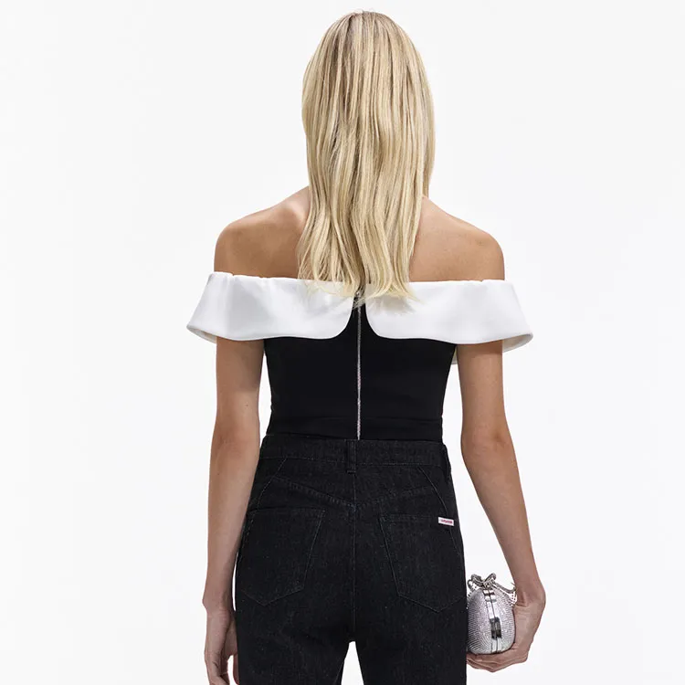 Self-portrait Other Top Women's Black White Color Blocking-3