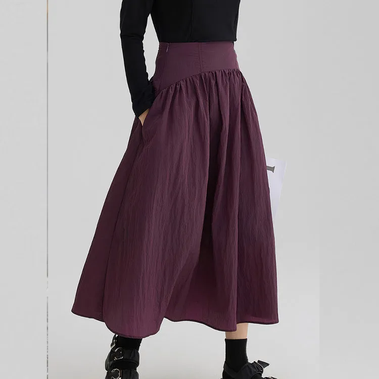 Demana Casual Long Skirts Women's Dark Reddish Purple-1