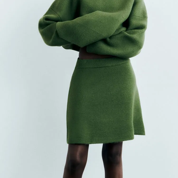 ZARA Casual Short Skirts Women's Green-2